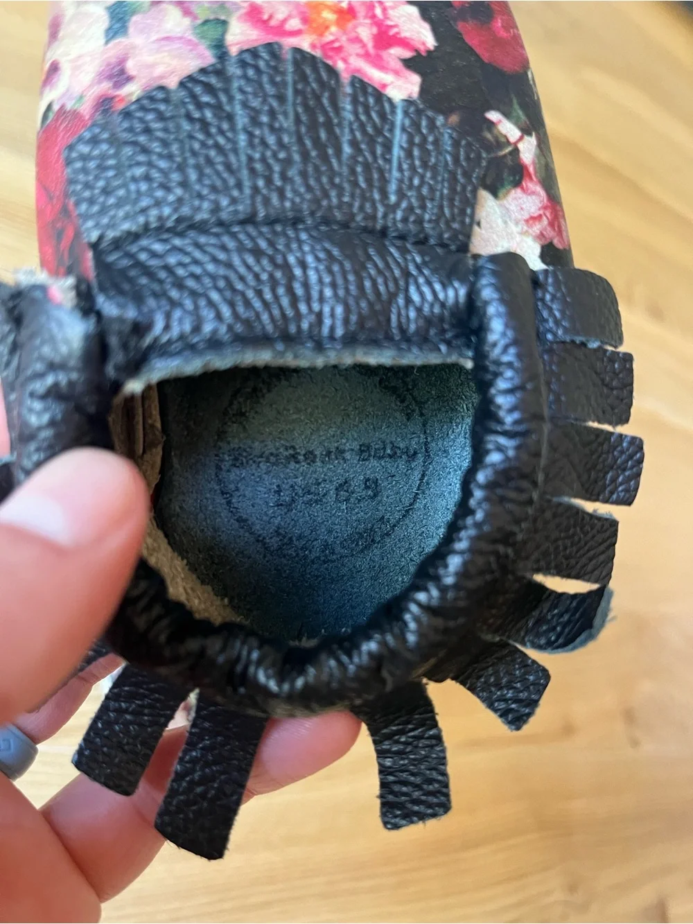 Bird Rock Baby Black Floral Toddler Moccasin Shoes
